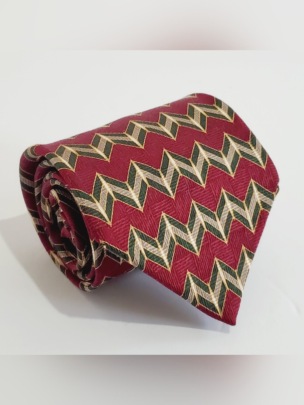 Graham & Lockwood Burgundy Geometric Pattern Men's Silk Neck Tie 56x4"